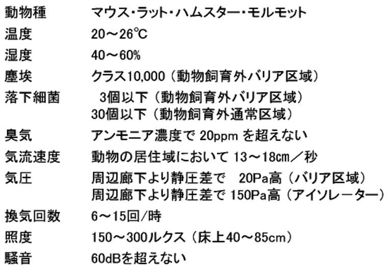 飼育環境基準の一例